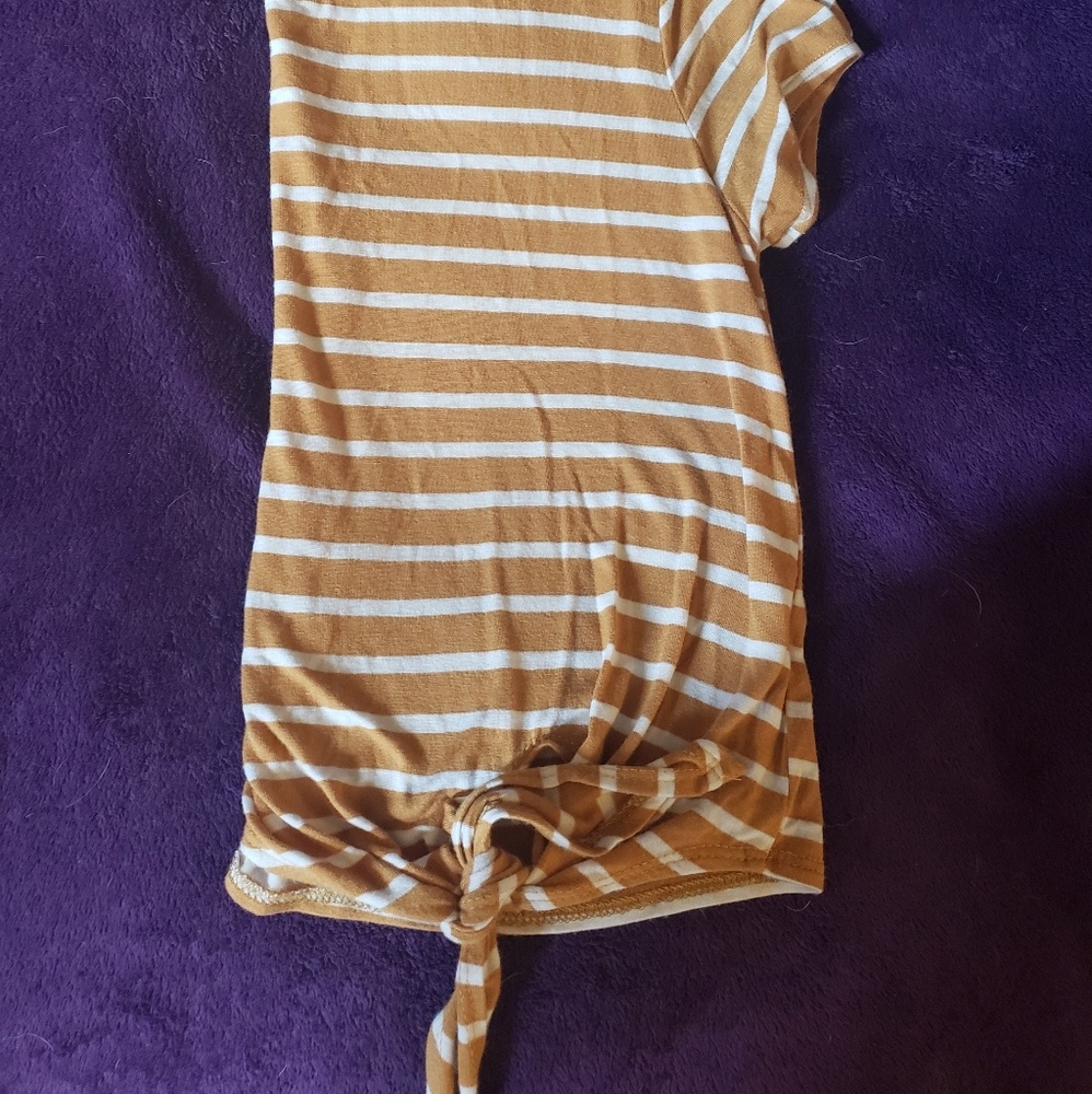 Mustard striped, waist tie shirt